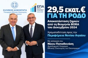 &Epsilon;&pi;&iota;&pi;&lambda;έ&omicron;&nu; 29,5 &epsilon;&kappa;&alpha;&tau;. &epsilon;&upsilon;&rho;ώ &epsilon;&xi;&alpha;&sigma;&phi;ά&lambda;&iota;&sigma;&epsilon; &eta; &Pi;&epsilon;&rho;&iota;&phi;έ&rho;&epsilon;&iota;&alpha; &Nu;&omicron;&tau;ί&omicron;&upsilon; &Alpha;&iota;&gamma;&alpha;ί&omicron;&upsilon; &gamma;&iota;&alpha; &tau;&eta;&nu; &alpha;&pi;&omicron;&kappa;&alpha;&tau;ά&sigma;&tau;&alpha;&sigma;&eta; &tau;&omega;&nu; &zeta;&eta;&mu;&iota;ώ&nu; &alpha;&pi;ό &tau;&eta; Bora &sigma;&tau;&omicron; &nu;&eta;&sigma;ί &tau;&eta;&sigmaf; &Rho;ό&delta;&omicron;&upsilon;